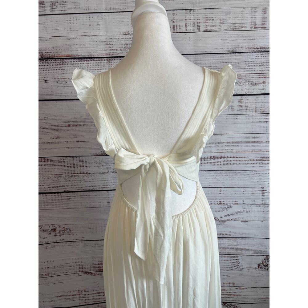 Lulu’s Womens Breezy Sunset Tie Back Ruffled Maxi Dress Size Medium - Picture 5 of 13